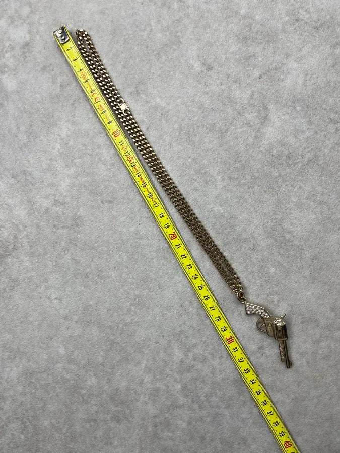 2010s Roberto Cavalli Swarowski Gun Guilded Necklace sXHnRJp 6