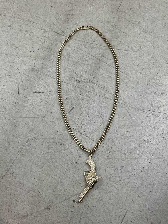 2010s Roberto Cavalli Swarowski Gun Guilded Necklace sXHnRJp 0