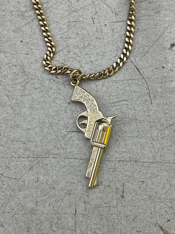 2010s Roberto Cavalli Swarowski Gun Guilded Necklace sXHnRJp 3