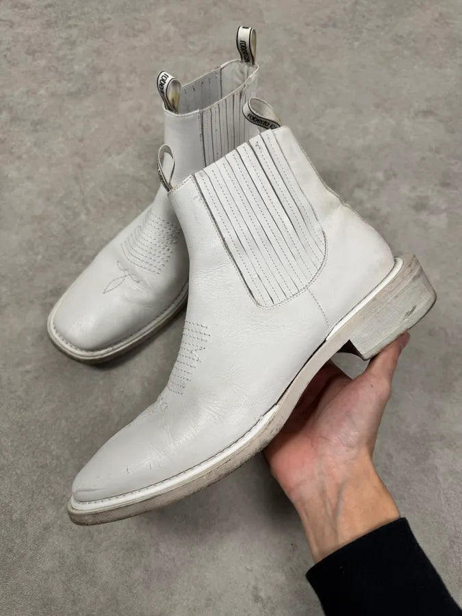 2010s Roberto Cavalli White Avant-Garde Leather Boots HdLQGkz 0