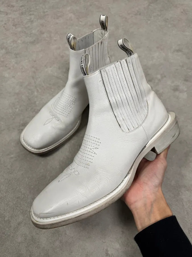 2010s Roberto Cavalli White Avant-Garde Leather Boots HdLQGkz 1