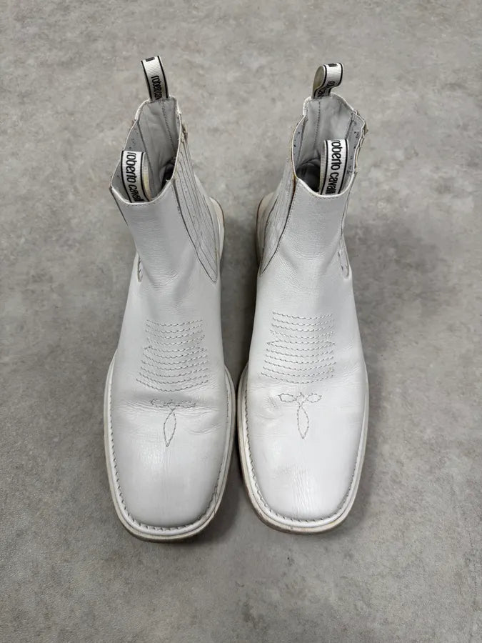 2010s Roberto Cavalli White Avant-Garde Leather Boots HdLQGkz 2