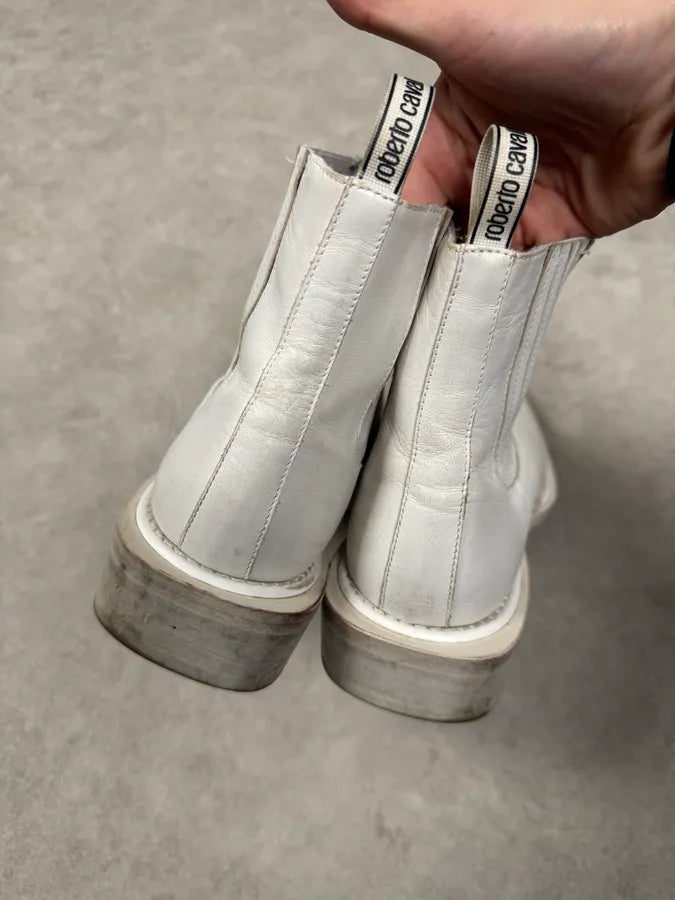 2010s Roberto Cavalli White Avant-Garde Leather Boots HdLQGkz 3
