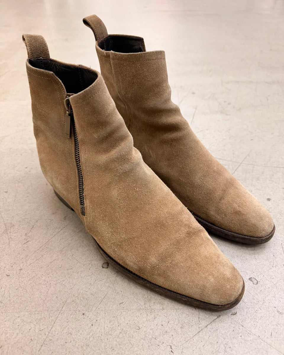 2010s Saint Laurent Beige Suede Chelsea Boots LoWUBjW 1