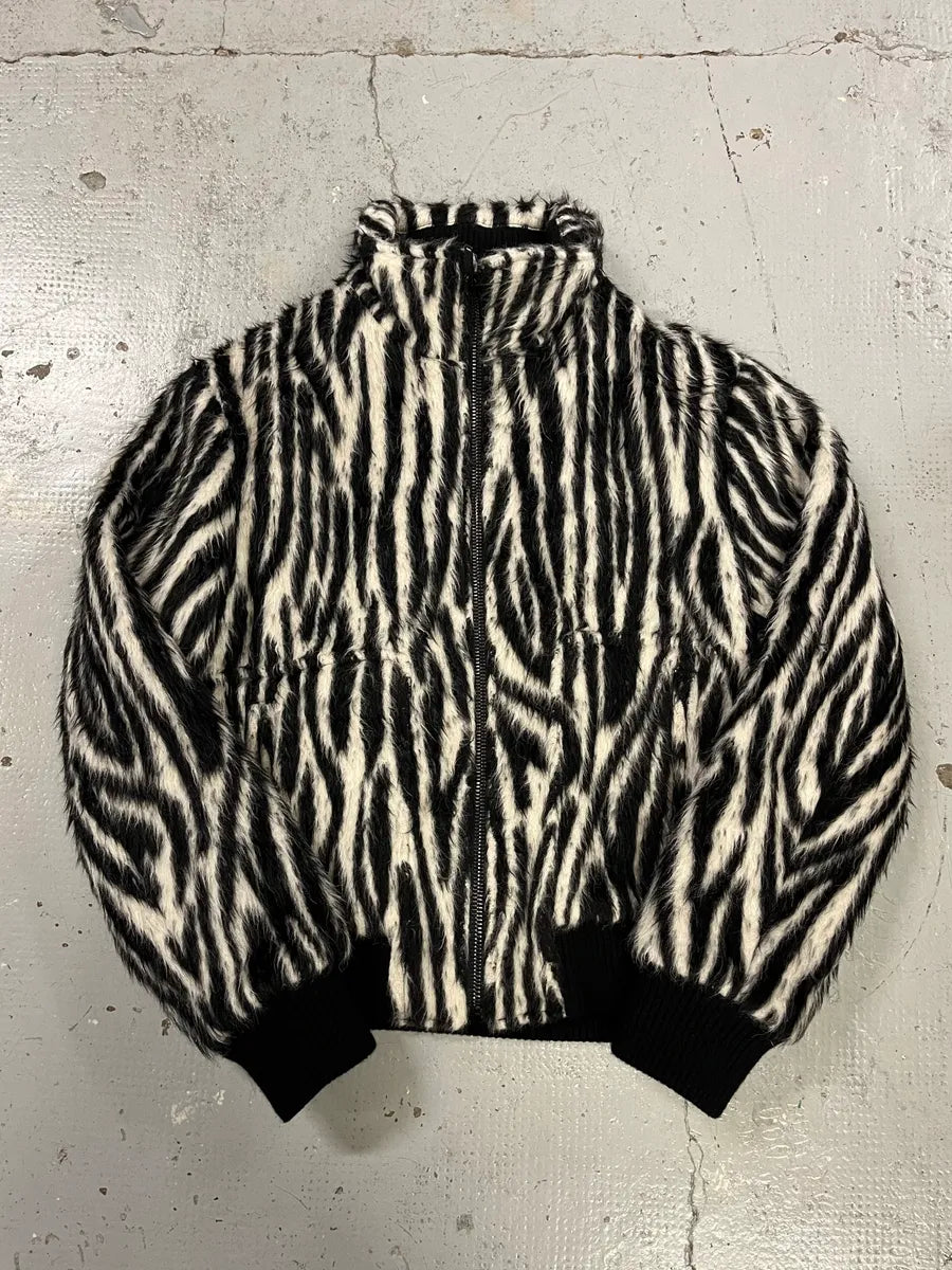 2010s Saint Laurent Black & White Cashmere & Mohair Bomber Jacket kbglbuT 0