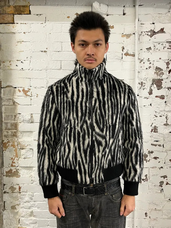 2010s Saint Laurent Black & White Cashmere & Mohair Bomber Jacket kbglbuT 1