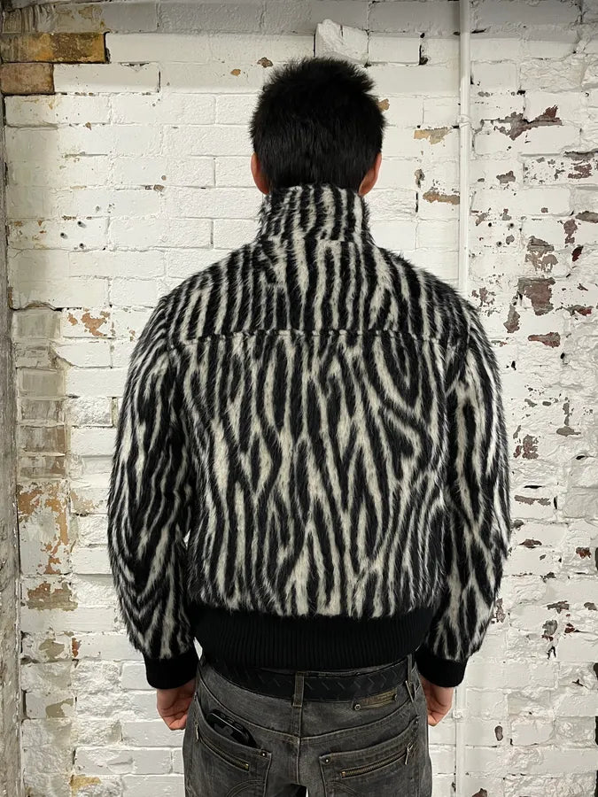 2010s Saint Laurent Black & White Cashmere & Mohair Bomber Jacket kbglbuT 2