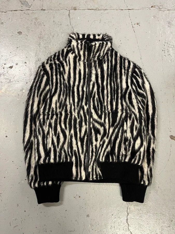 2010s Saint Laurent Black & White Cashmere & Mohair Bomber Jacket kbglbuT 3