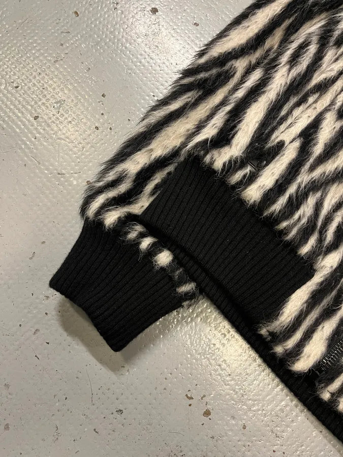 2010s Saint Laurent Black & White Cashmere & Mohair Bomber Jacket kbglbuT 5