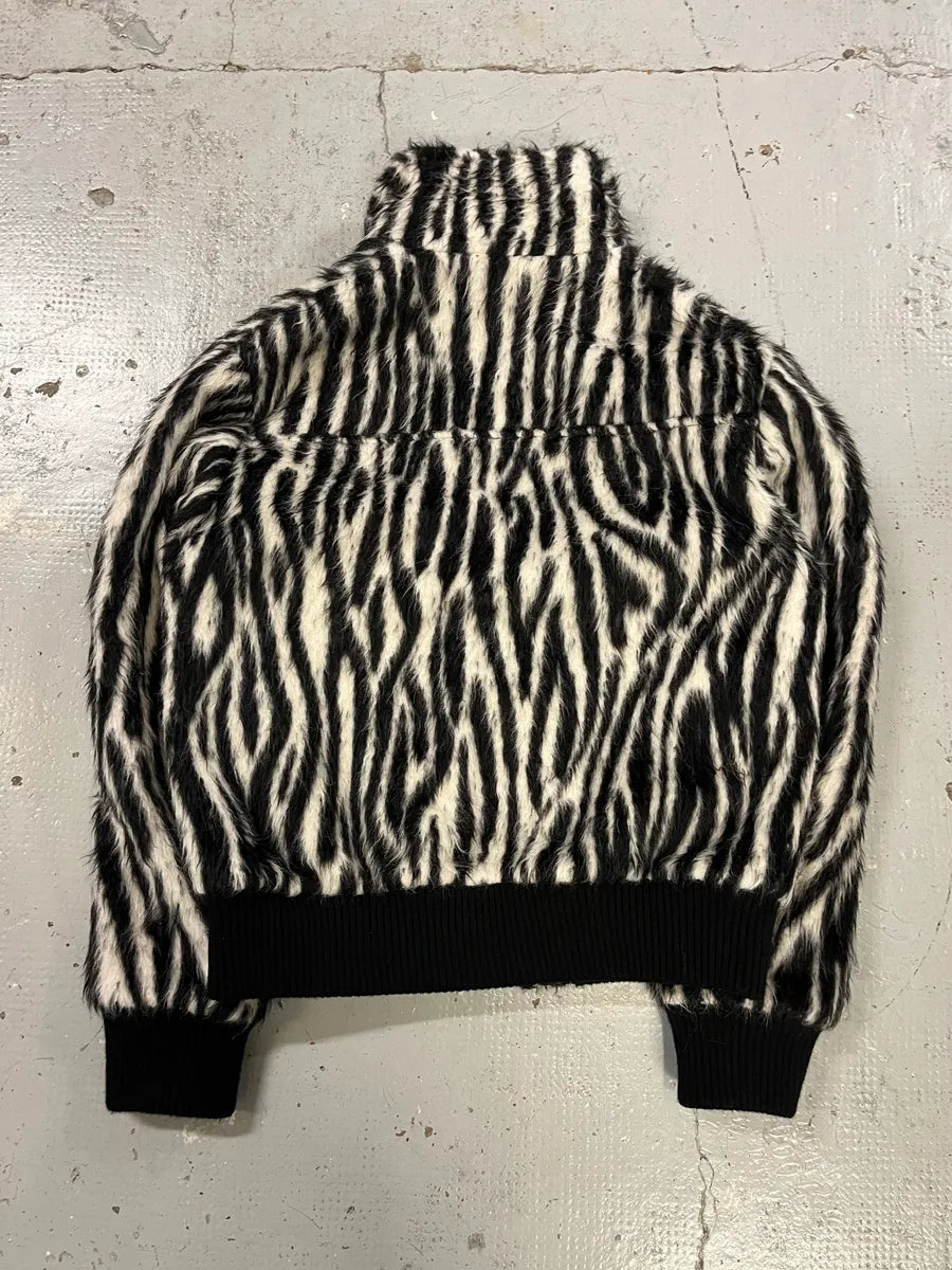 2010s Saint Laurent Black & White Cashmere & Mohair Bomber Jacket kbglbuT 6