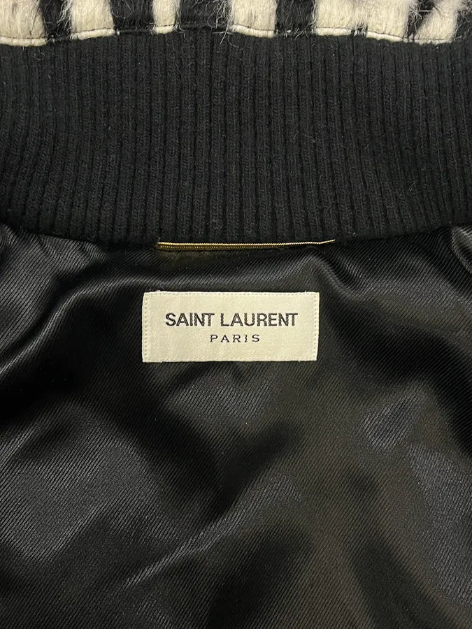 2010s Saint Laurent Black & White Cashmere & Mohair Bomber Jacket kbglbuT 8