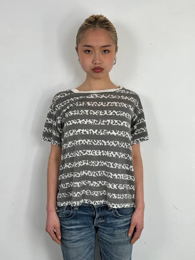 2010s Saint Laurent Black & White Leopard Striped T-Shirt by Hedi Slimane zxOXqjQ 1