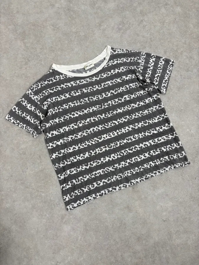 2010s Saint Laurent Black & White Leopard Striped T-Shirt by Hedi Slimane zxOXqjQ 3