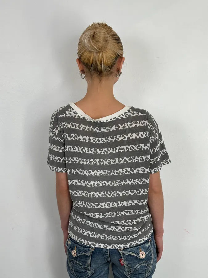 2010s Saint Laurent Black & White Leopard Striped T-Shirt by Hedi Slimane zxOXqjQ 2