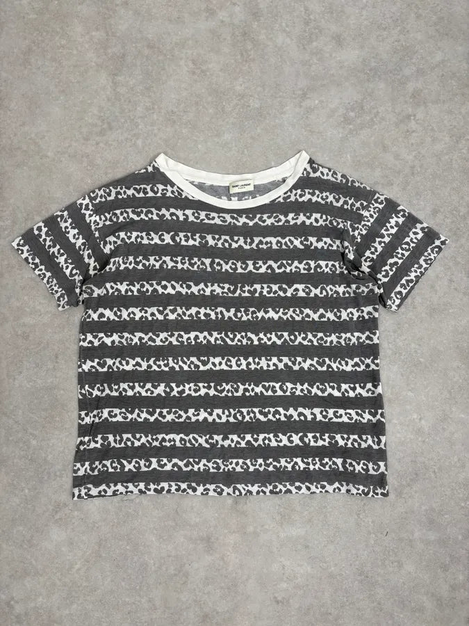 2010s Saint Laurent Black & White Leopard Striped T-Shirt by Hedi Slimane zxOXqjQ 0