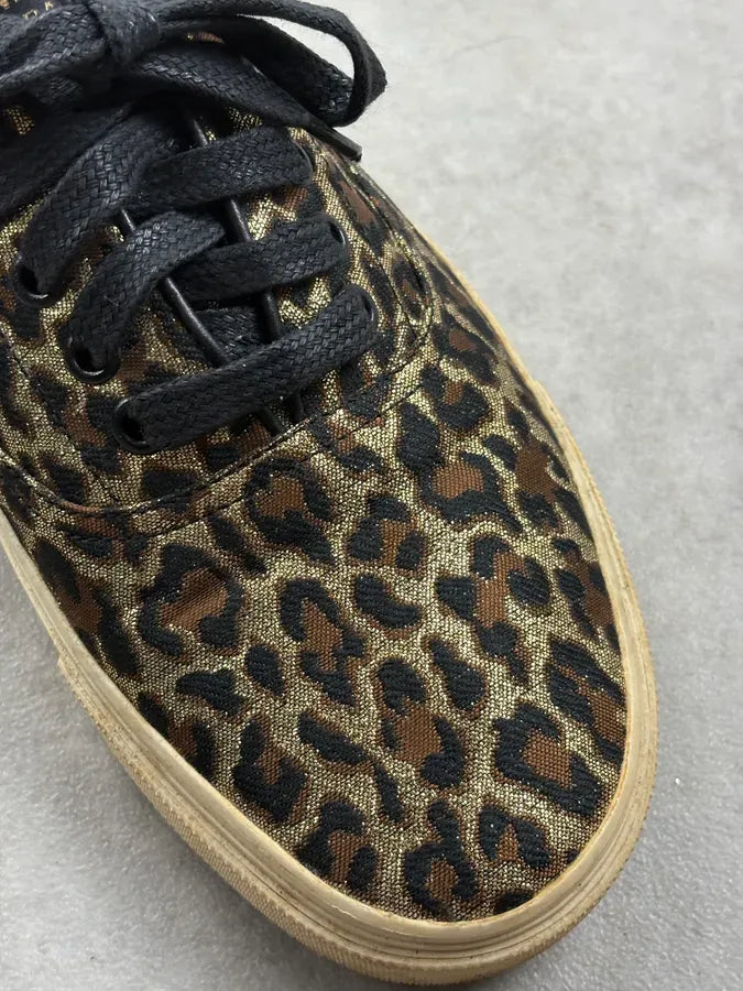 2010s Saint Laurent Black & Golden Leopard Canvas Low Sneakers CRwxfBi 4