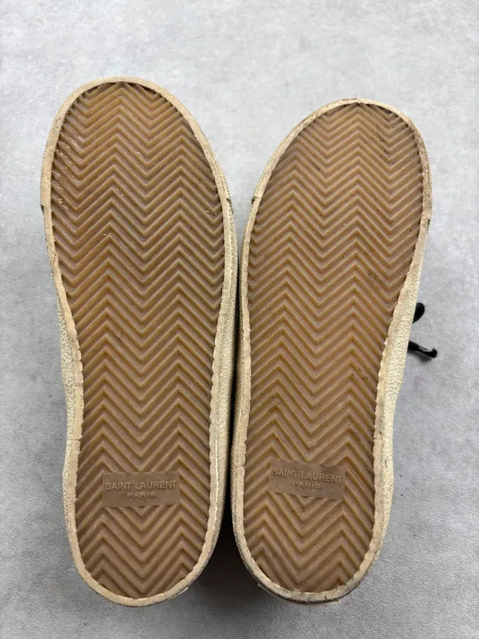 2010s Saint Laurent Black & Golden Leopard Canvas Low Sneakers CRwxfBi 7