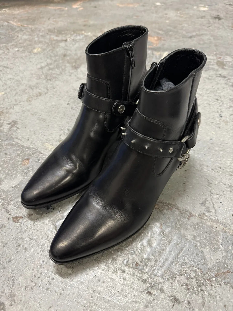 2010s Saint Laurent Black Leather Buckle Rocker Boots RSSBpUd 9