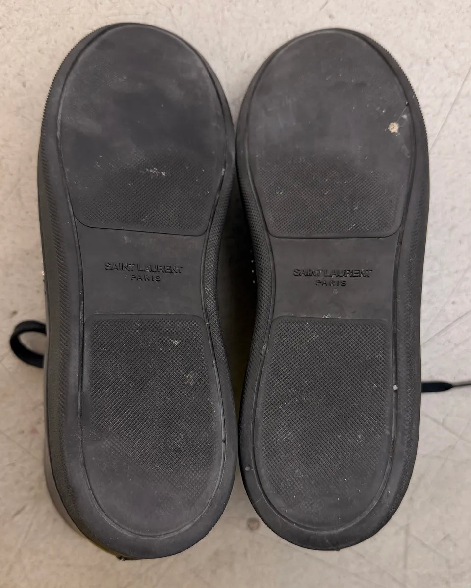 2010s Saint Laurent Black Leather Studded High Sneakers kmRuWVp 5