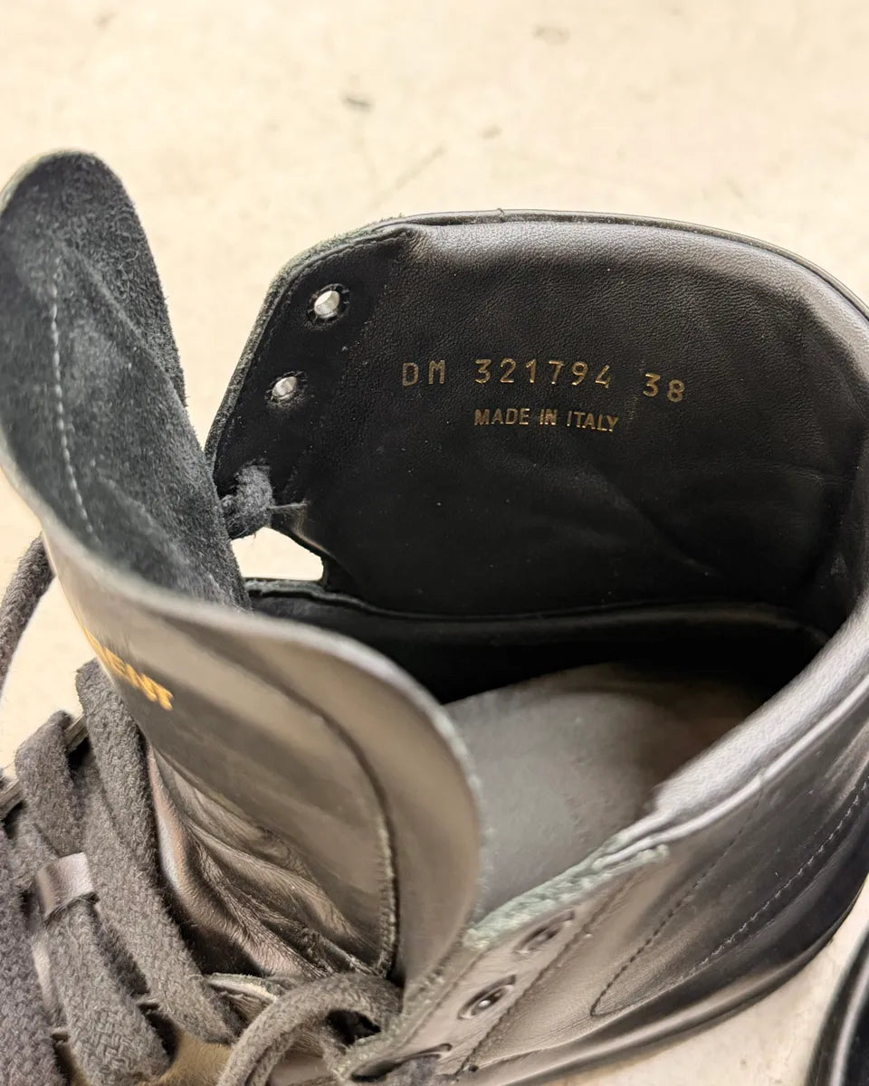 2010s Saint Laurent Black Leather Studded High Sneakers kmRuWVp 8