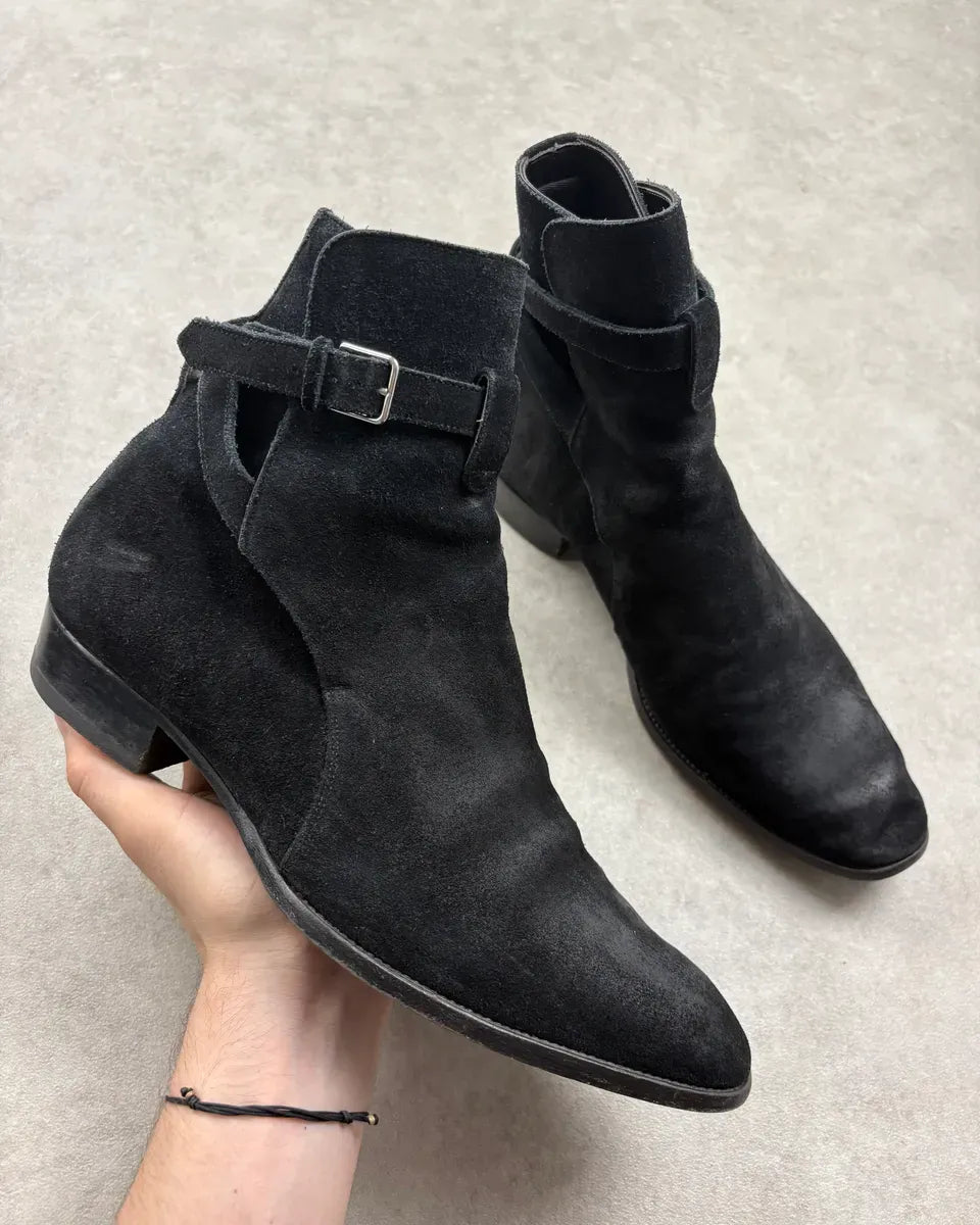 2010s Saint Laurent Black Suede Leather Jodhpur Boots epICvbU 0
