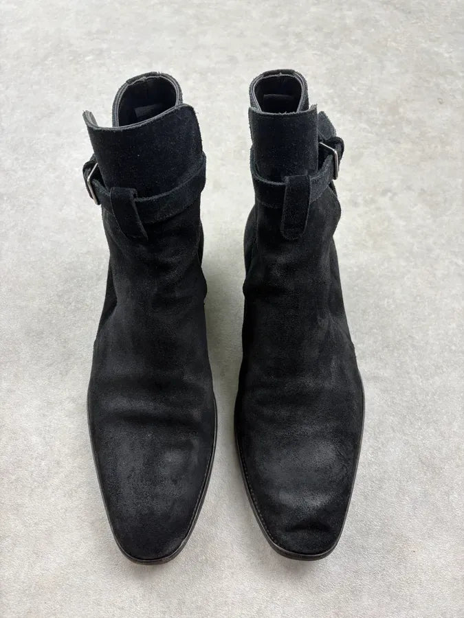 2010s Saint Laurent Black Suede Leather Jodhpur Boots epICvbU 1