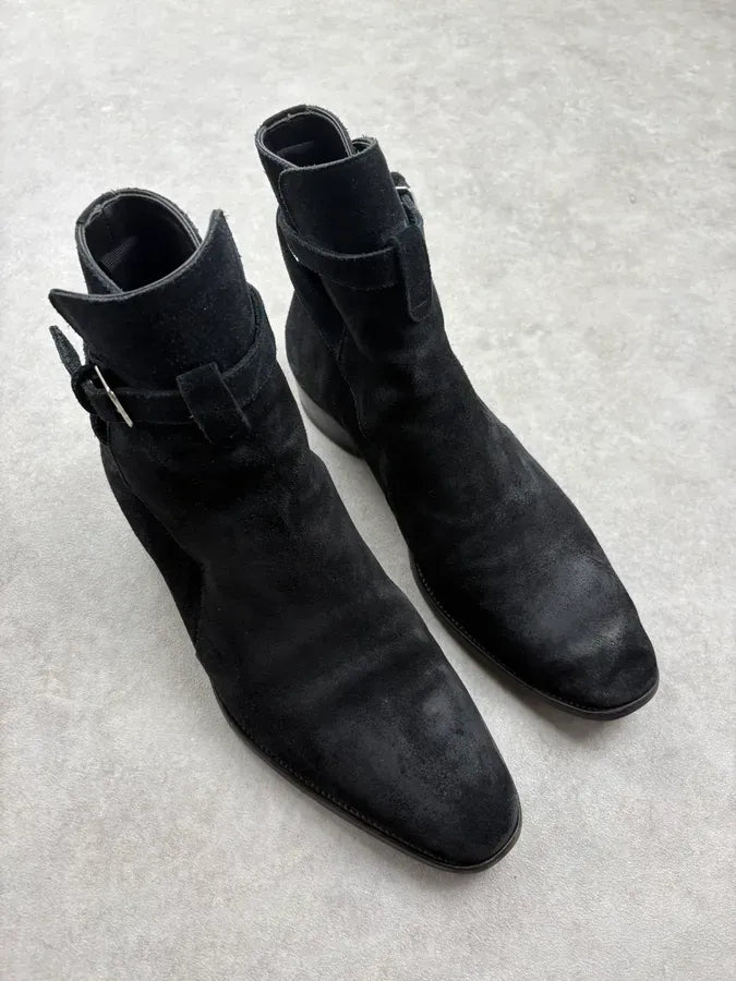 2010s Saint Laurent Black Suede Leather Jodhpur Boots epICvbU 3