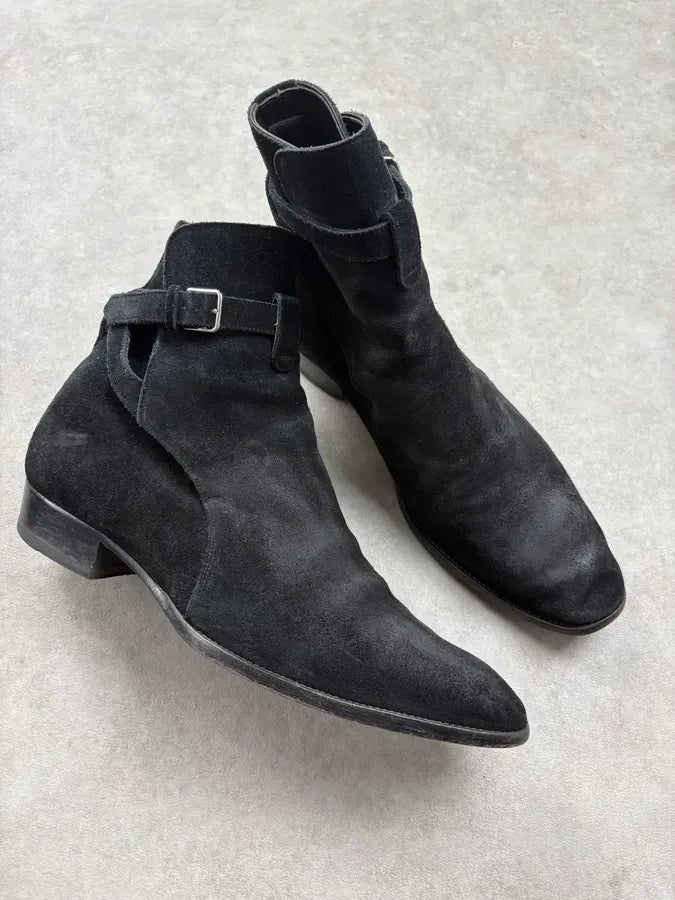 2010s Saint Laurent Black Suede Leather Jodhpur Boots epICvbU 4