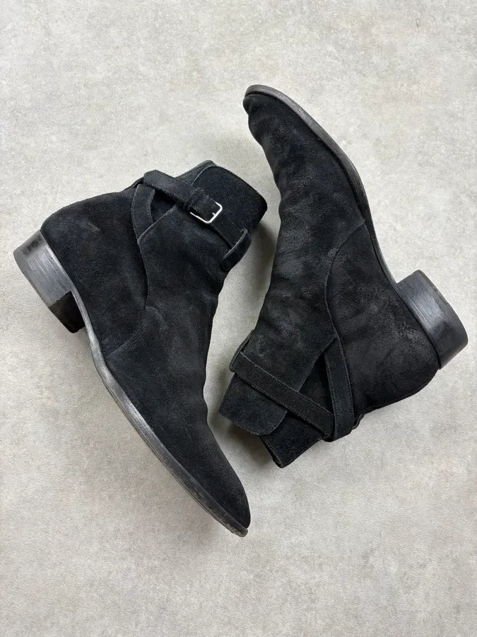 2010s Saint Laurent Black Suede Leather Jodhpur Boots epICvbU 5
