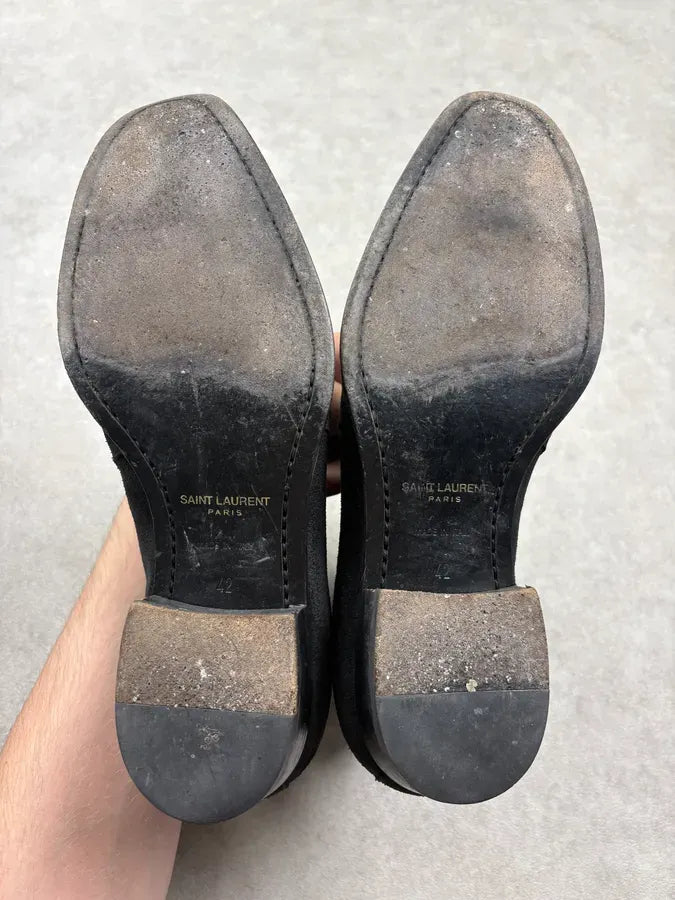 2010s Saint Laurent Black Suede Leather Jodhpur Boots epICvbU 7