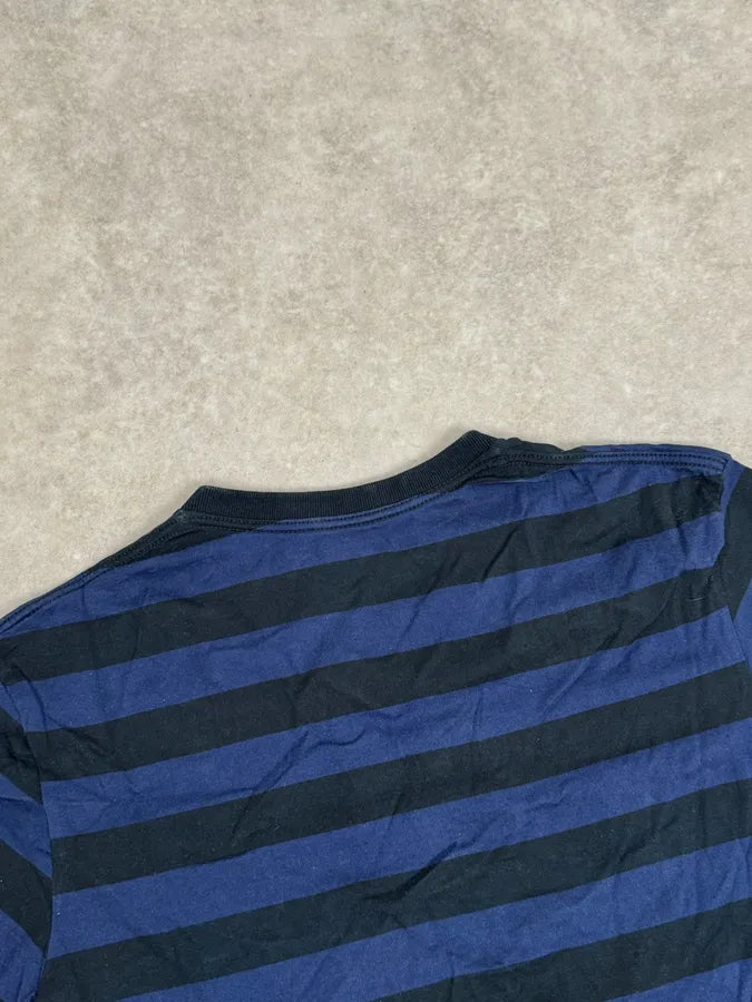 SS2012 Saint Laurent Blue & Black Striped V Neck T-Shirt by Hedi Slimane OLlLZnd 6