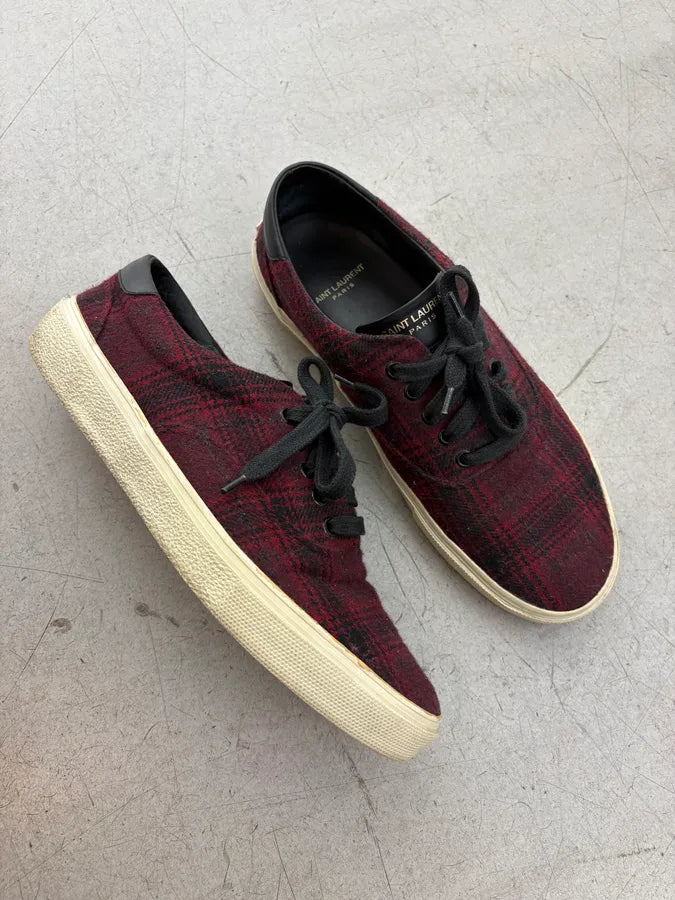 2010s Saint Laurent Bordeaux Tartan Sneakers rWPrEiB 4