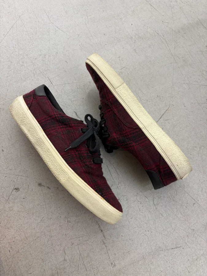 2010s Saint Laurent Bordeaux Tartan Sneakers rWPrEiB 5