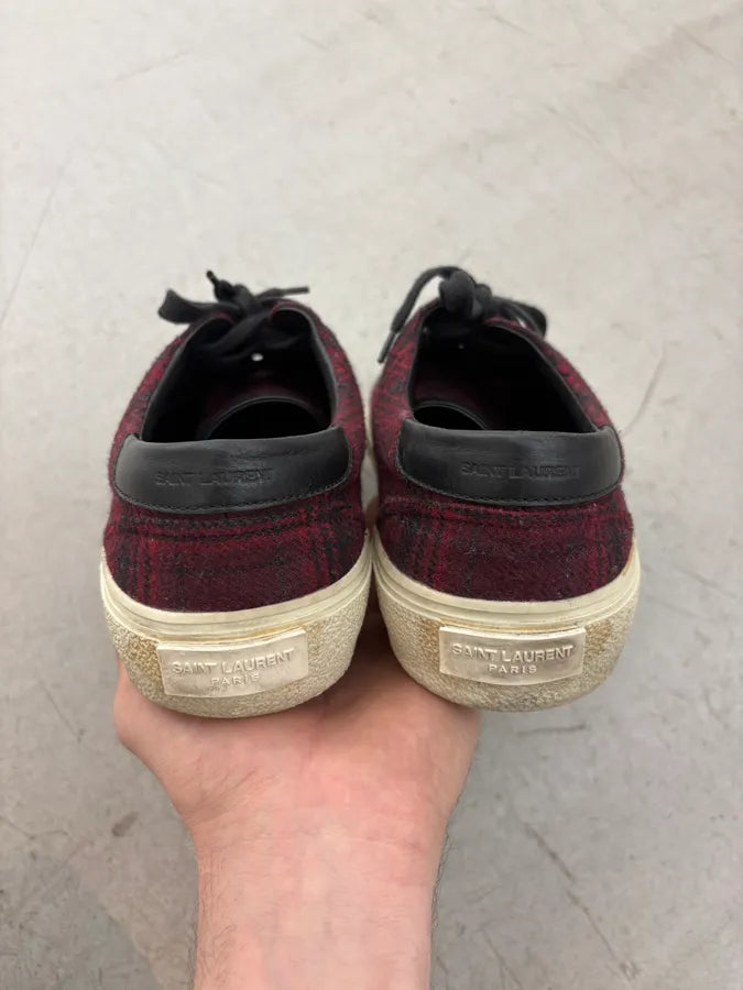 2010s Saint Laurent Bordeaux Tartan Sneakers rWPrEiB 6