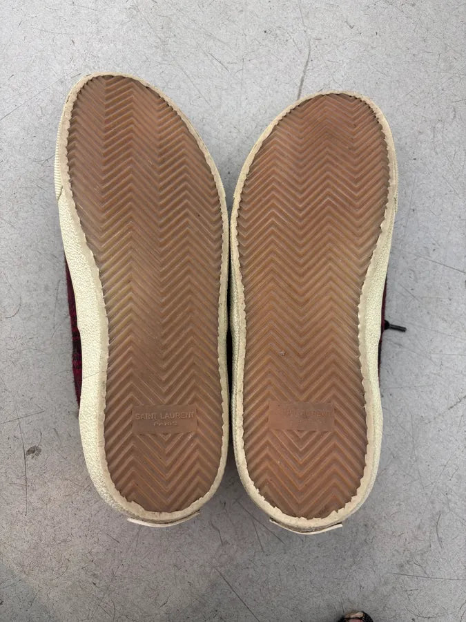 2010s Saint Laurent Bordeaux Tartan Sneakers rWPrEiB 7