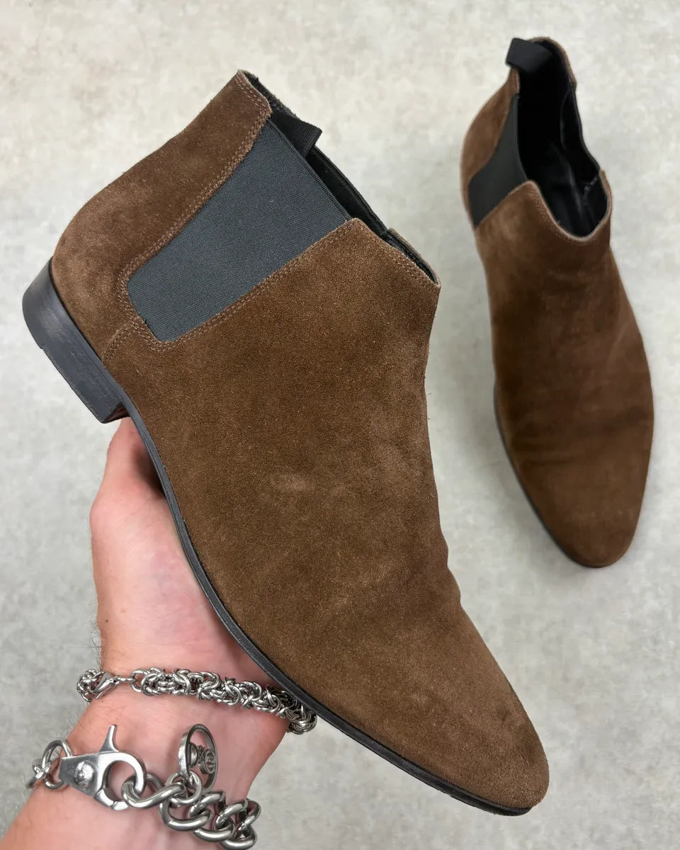 2010s Saint Laurent Brown Suede Leather Ankle Boots RaeoomC 0