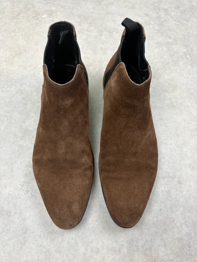 2010s Saint Laurent Brown Suede Leather Ankle Boots RaeoomC 1