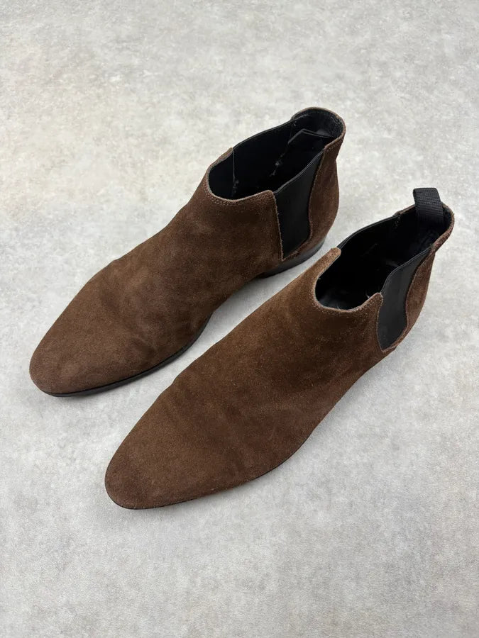 2010s Saint Laurent Brown Suede Leather Ankle Boots RaeoomC 2