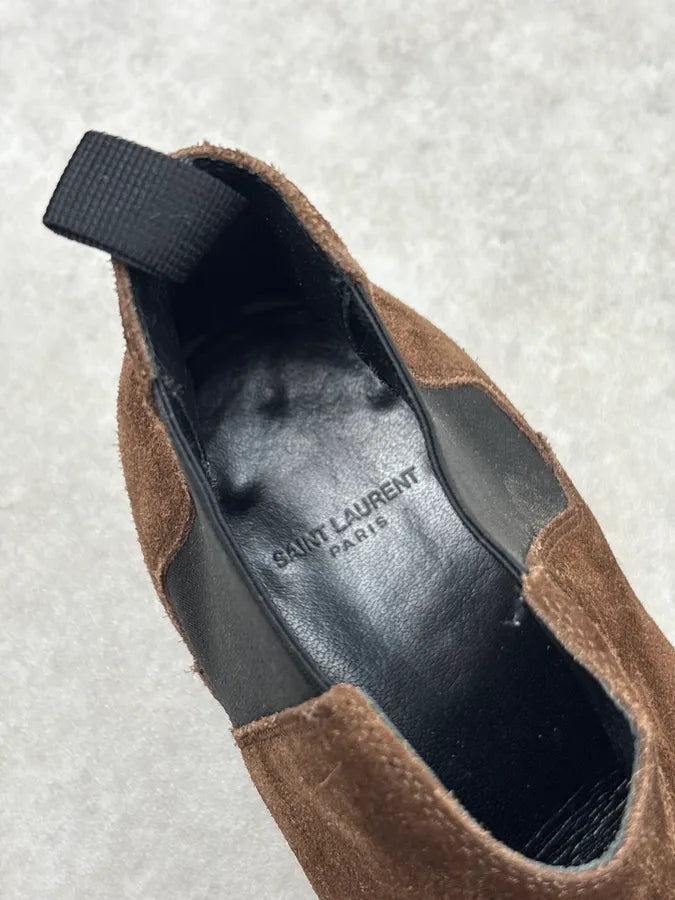 2010s Saint Laurent Brown Suede Leather Ankle Boots RaeoomC 8