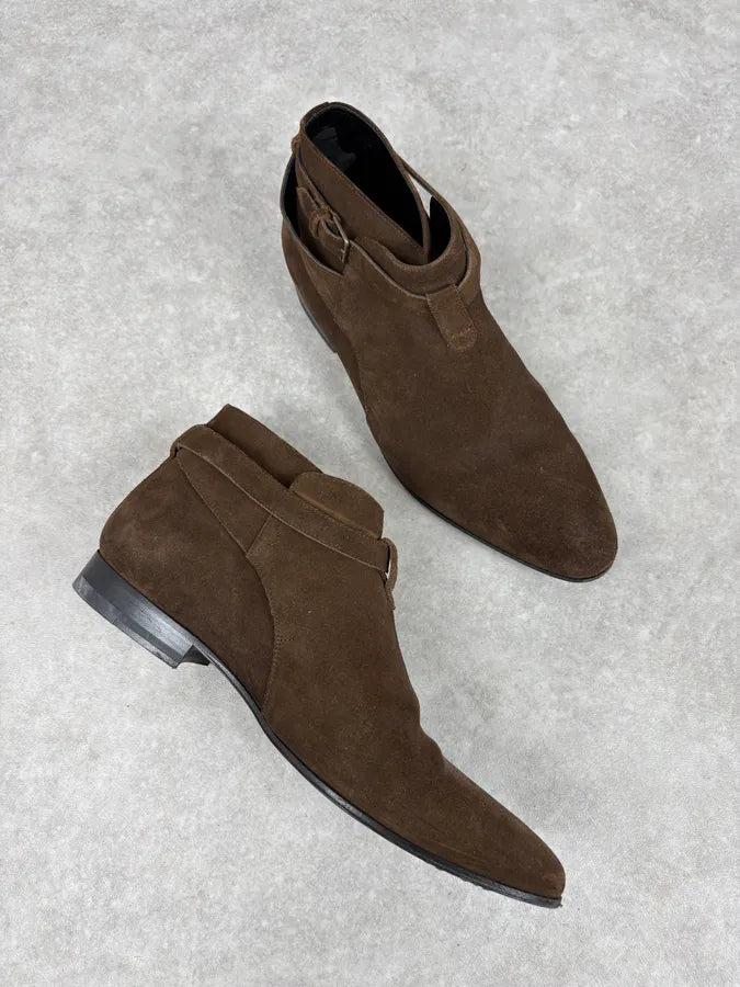 2010s Saint Laurent Brown Suede Leather Classy Boots VyZKhRy 5