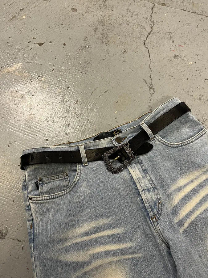 2010s Saint Laurent Embellished Buckle Black Leather Belt VLulKqb 2