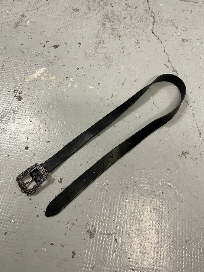 2010s Saint Laurent Embellished Buckle Black Leather Belt VLulKqb 4
