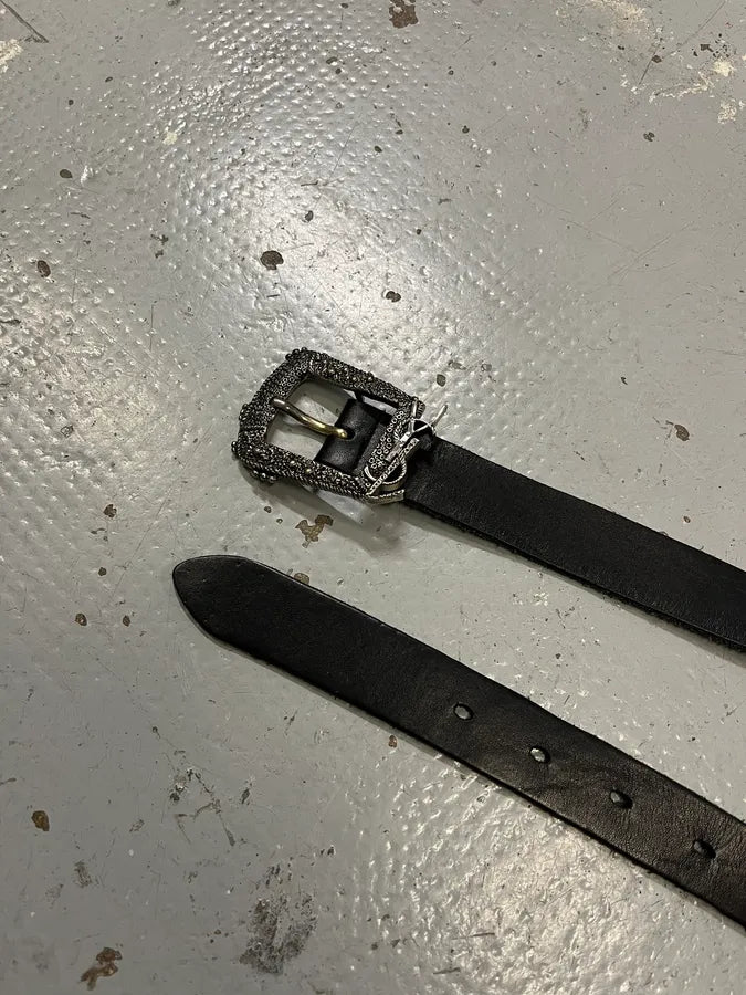 2010s Saint Laurent Embellished Buckle Black Leather Belt VLulKqb 5