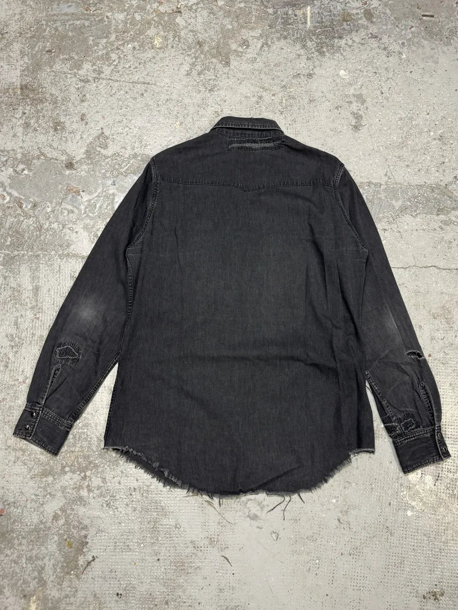 2010s Saint Laurent Grey Ripped Denim Shirt gUCvrtf 1