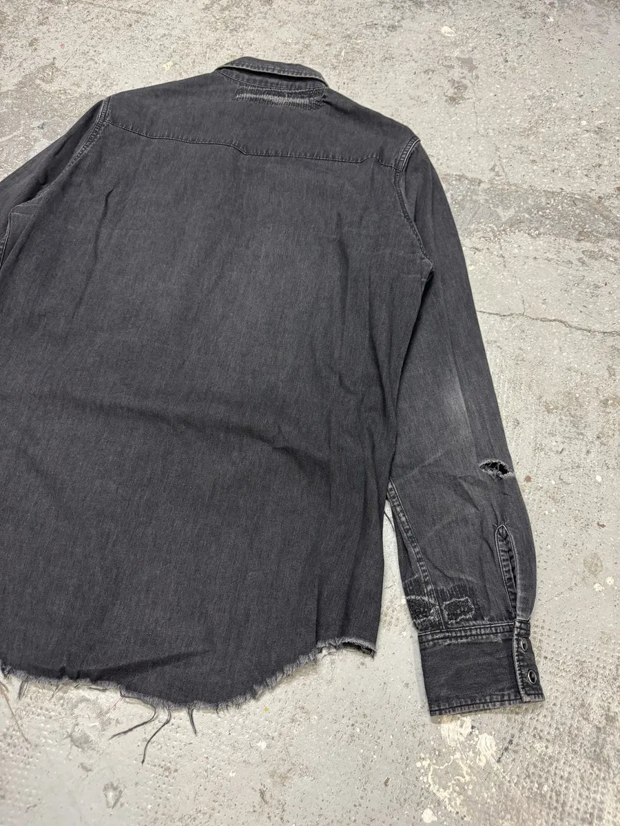 2010s Saint Laurent Grey Ripped Denim Shirt gUCvrtf 3