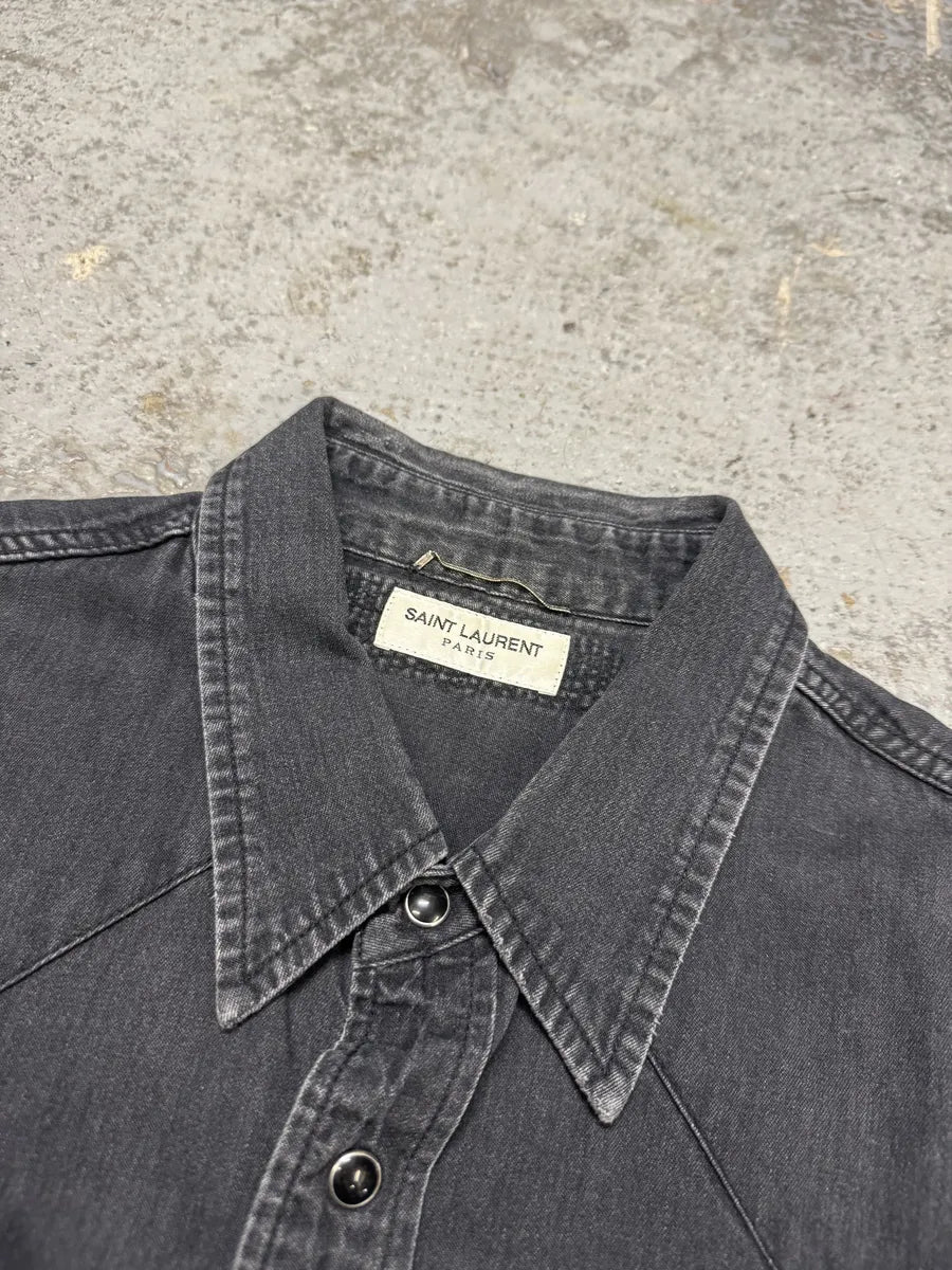 2010s Saint Laurent Grey Ripped Denim Shirt gUCvrtf 5