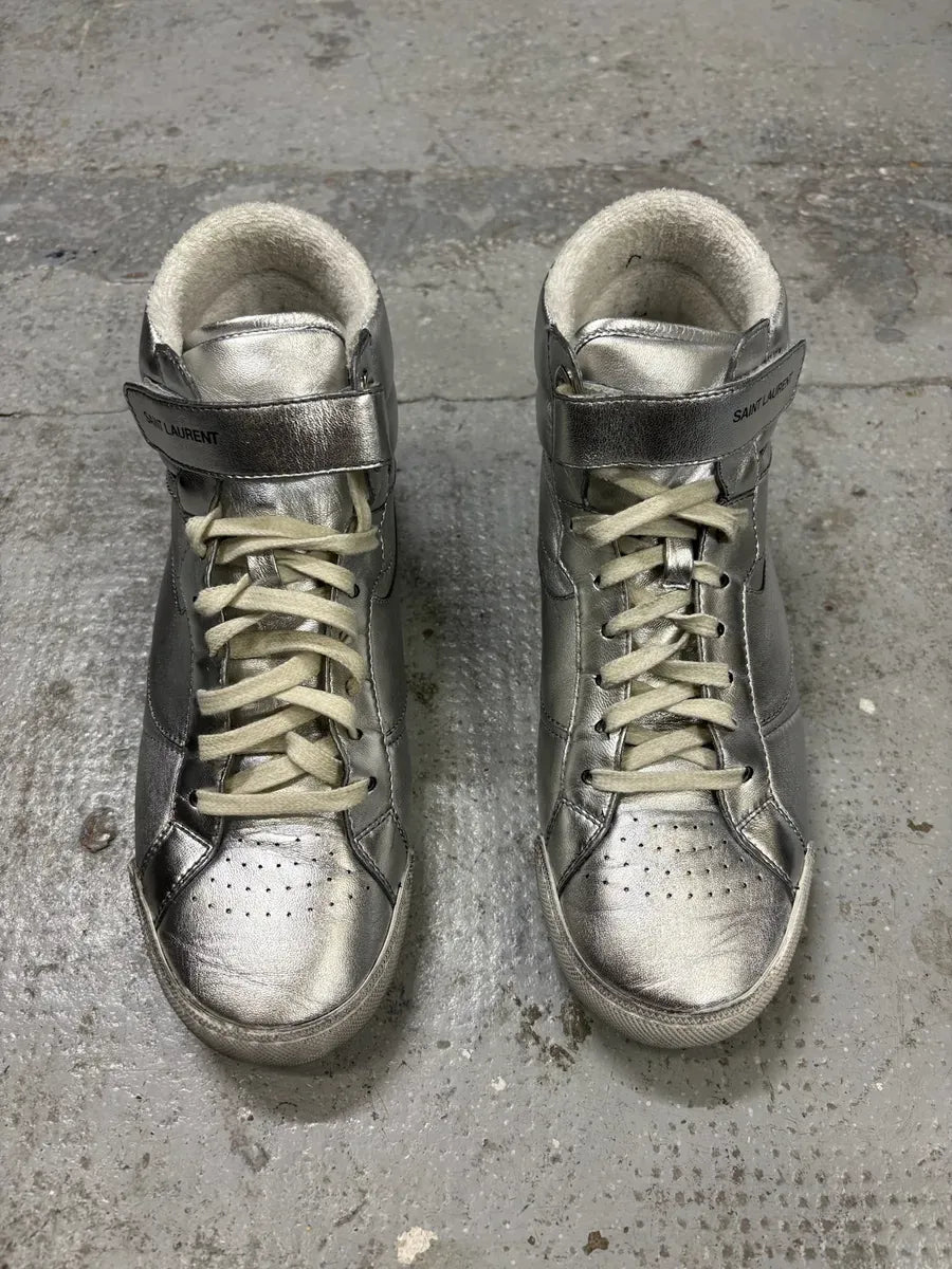 2010s Saint Laurent Lenny Silver Grey High Sneakers XxCLaNS 1