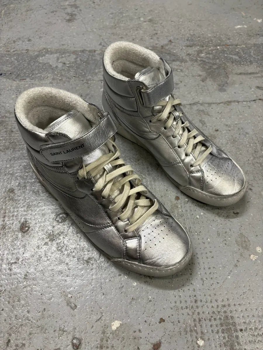2010s Saint Laurent Lenny Silver Grey High Sneakers XxCLaNS 2