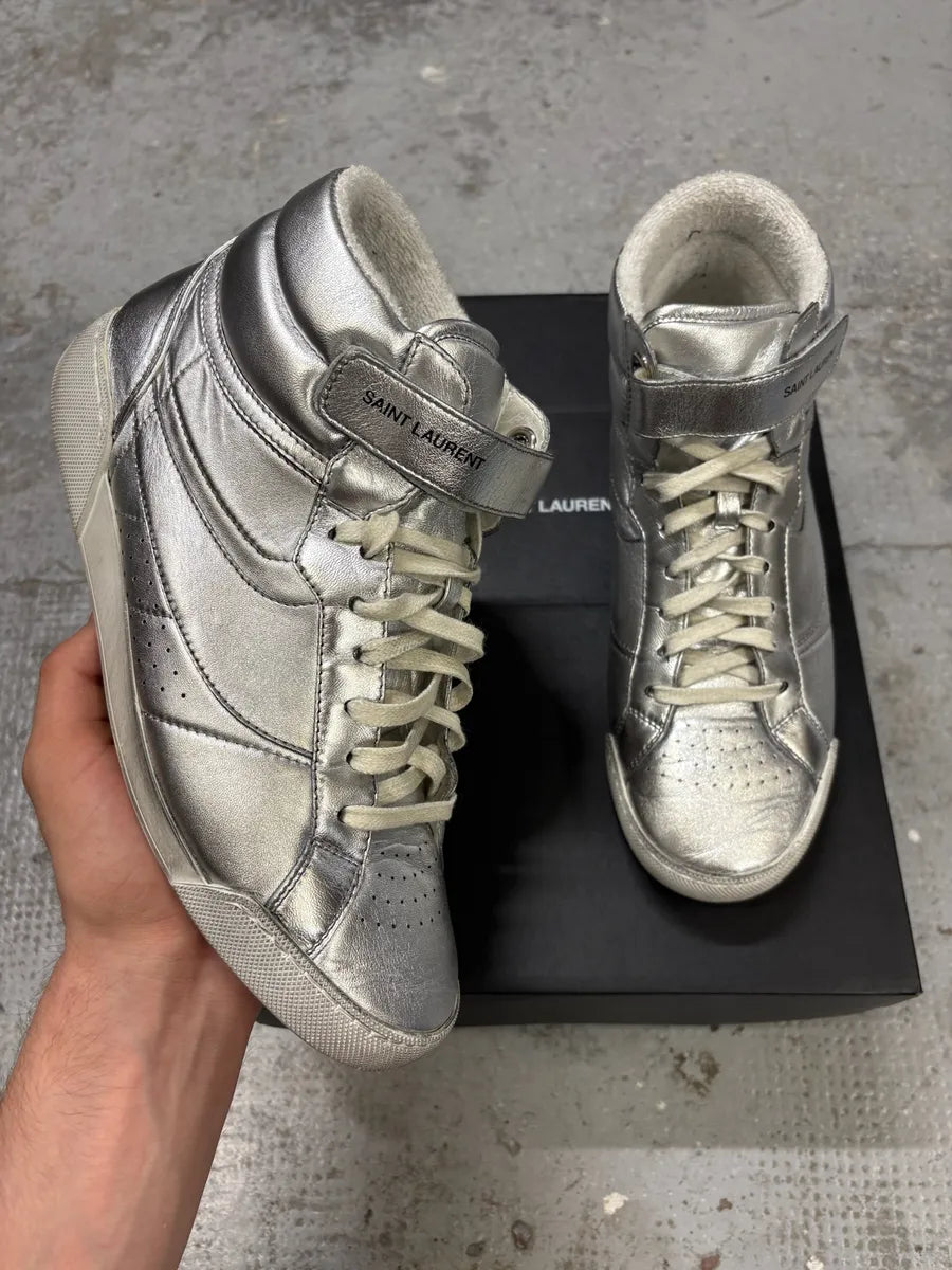 2010s Saint Laurent Lenny Silver Grey High Sneakers XxCLaNS 0