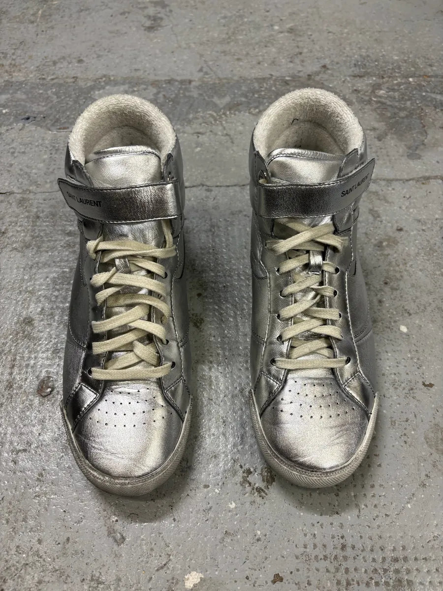 2010s Saint Laurent Lenny Silver Grey High Sneakers XxCLaNS 1